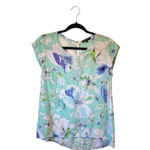Christian Siriano Mint Green Floral Flowy Blouse Women's Size S